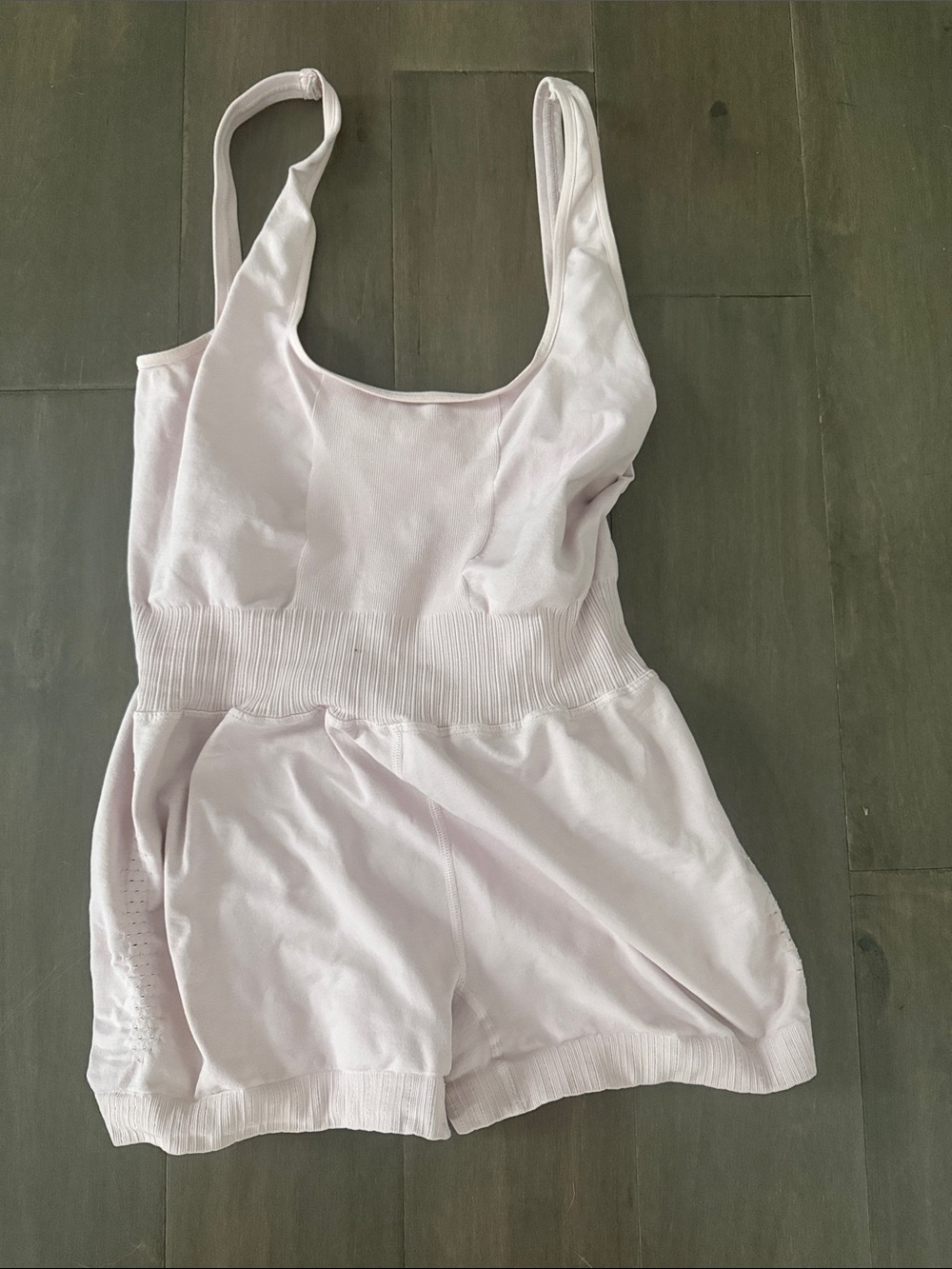 FP Movement by Free People Light Pink Ribbed-Waist Romper